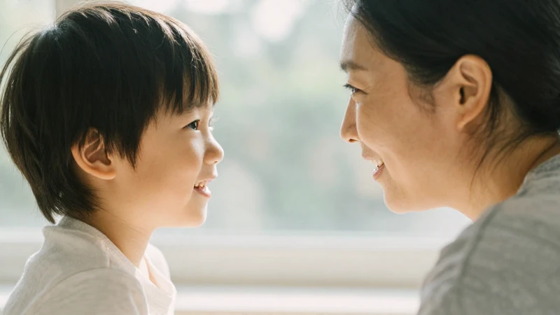 Conversación cálida entre padres e hijos