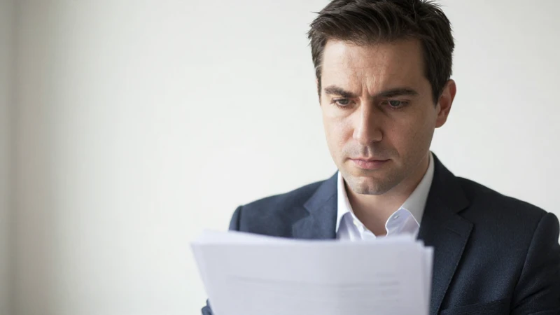 Hombre serio, documento legal, retrato profesional