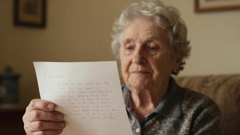 Retrato nostálgico de una anciana escribiendo