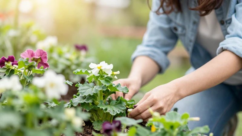 Jardinería tranquila bajo sol suave
