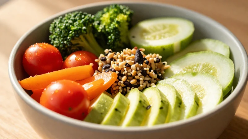 Comida saludable, colores vivos, luz natural