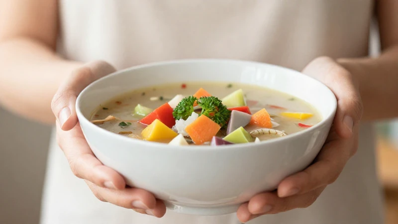 Sopa vibrante, luz cálida y saludable