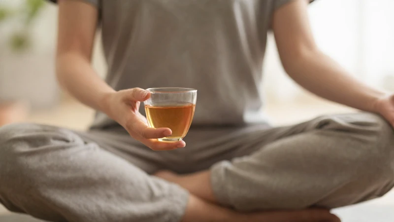 Meditación serena, té, luz cálida y cercana