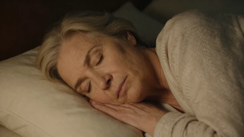 Mujer mayor, tranquila, duerme serenamente