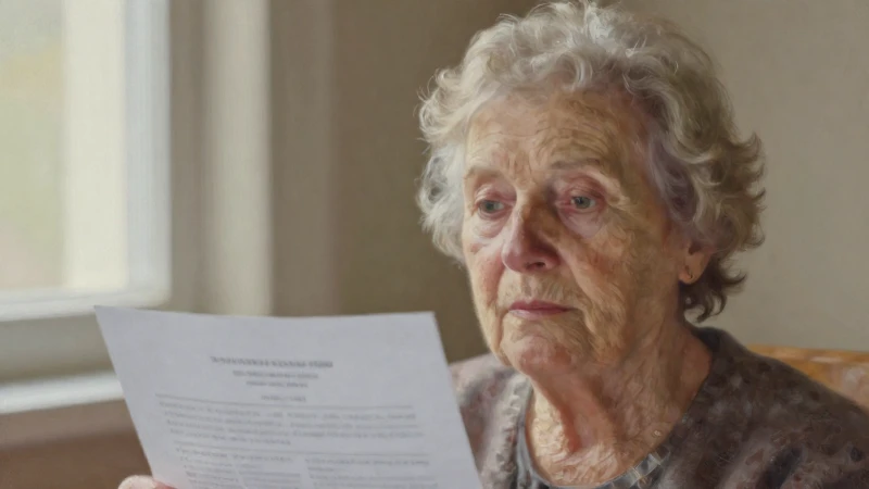 Retrato cálido de una anciana y documentos