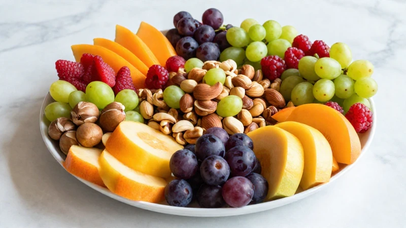 Fruta y frutos secos, luz natural