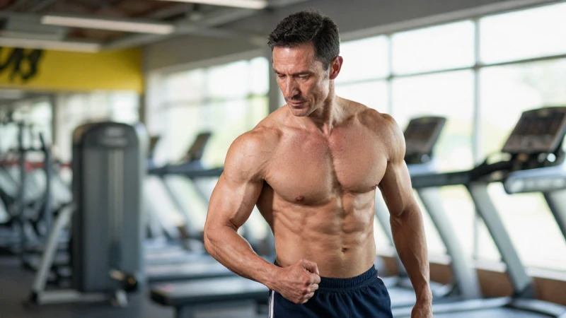 Hombre musculoso en gimnasio