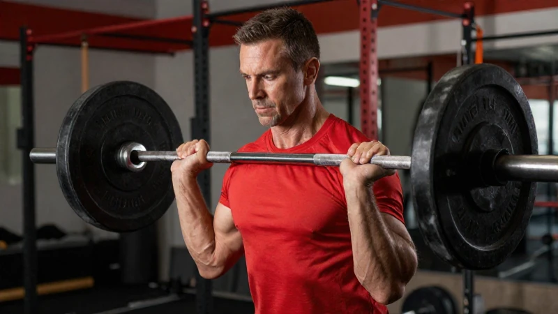 Hombre atlético levanta pesas con enfoque