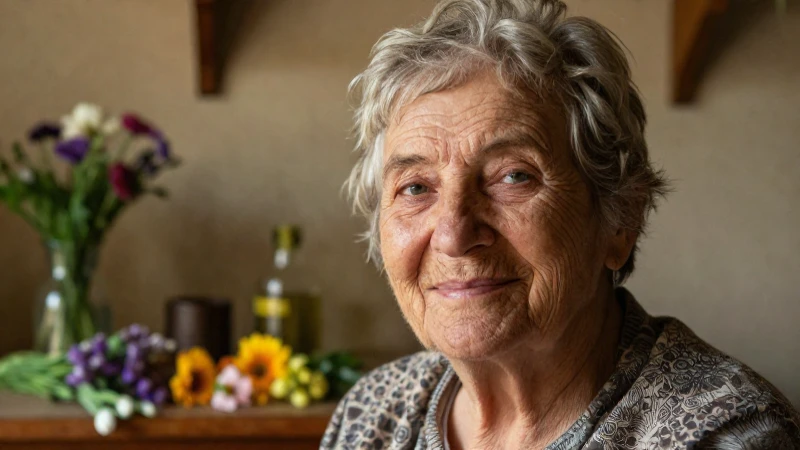 Retrato cálido de una anciana sonriente