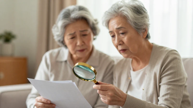 Ancianos revisan documentos con preocupación