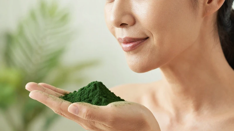 Mujer radiante celebra la salud natural