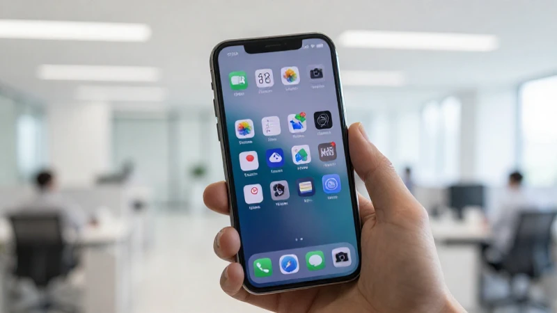 Smartphone con apps en oficina moderna